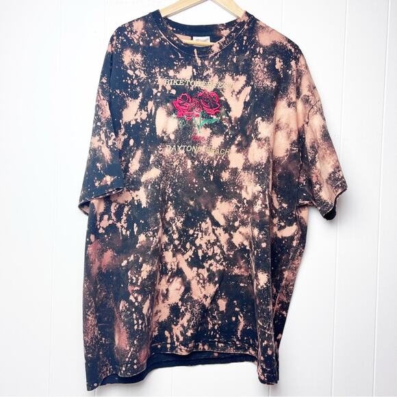 Vintage Embroidered Biketober Daytona Beach Marble Tie Dye Tee Shirt Unisex XXL - Picture 1 of 8